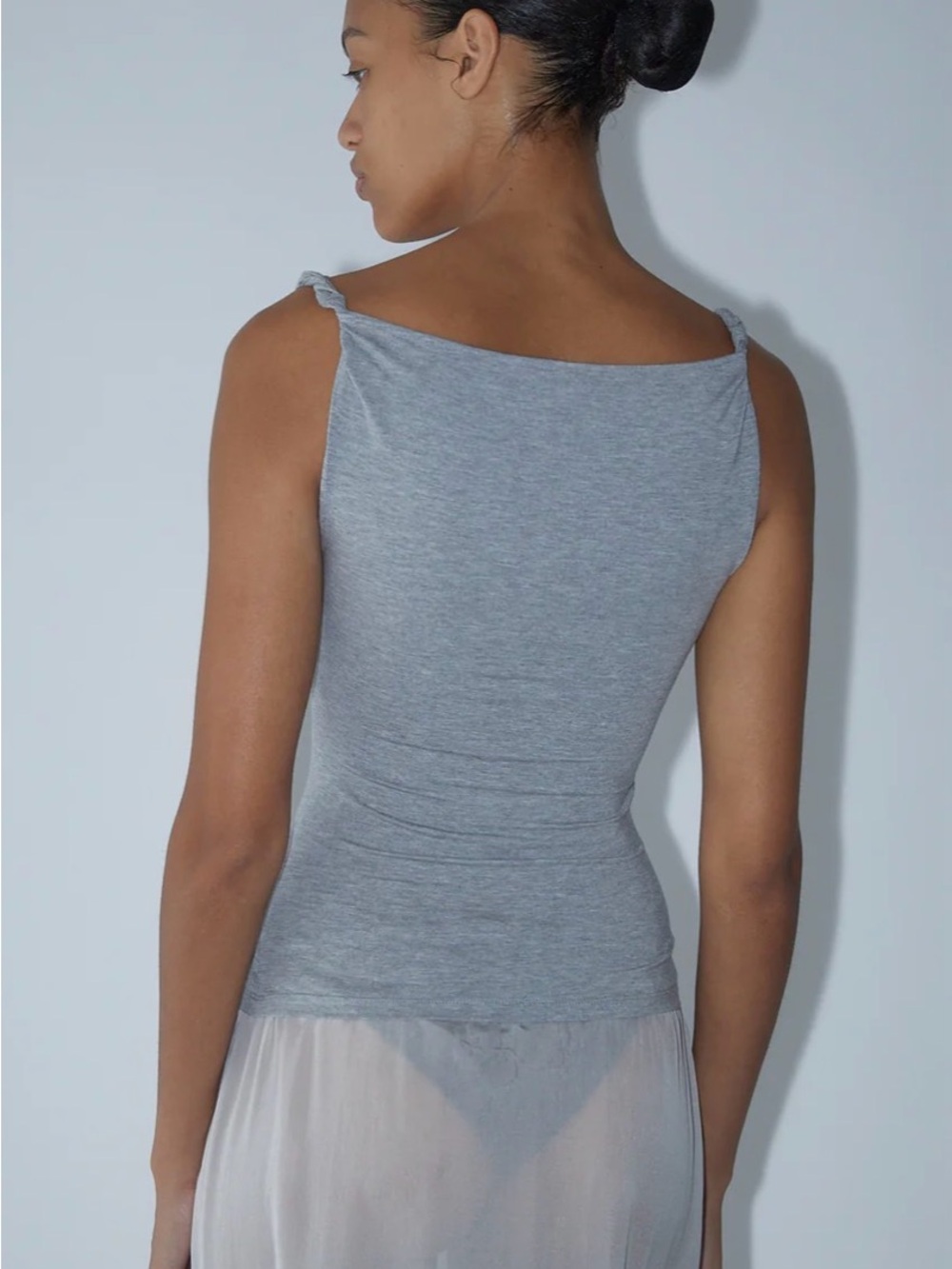Paloma Wool Gray Sleeveless Draped Neck Top - Picture 3 of 12